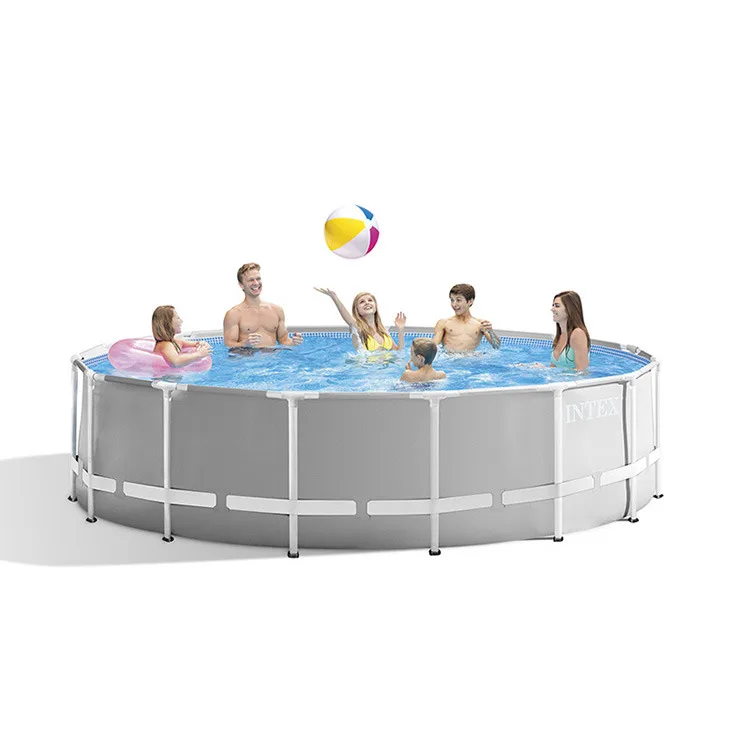 

INTEX 26724 15FT X 42IN Premium Prism Metal Frame Pool Large Above Ground Pool Outdoor Family Swimming Pools