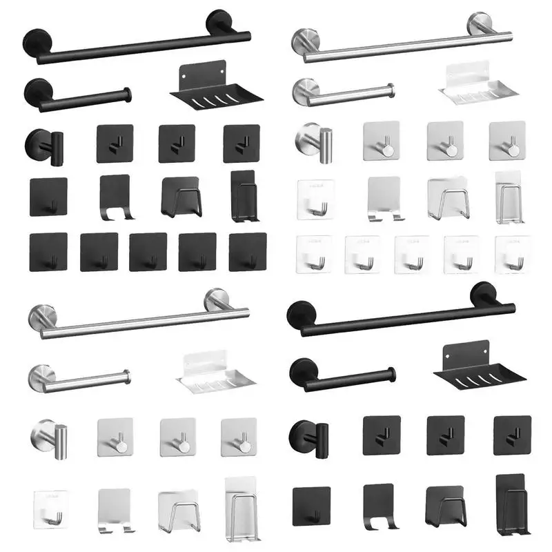 

Bathroom Accessory Set Bathroom Hardware Set Wall Mounted Stainless Steel Bathroom Hardware Set With Towel Rack Hand Towel Rod