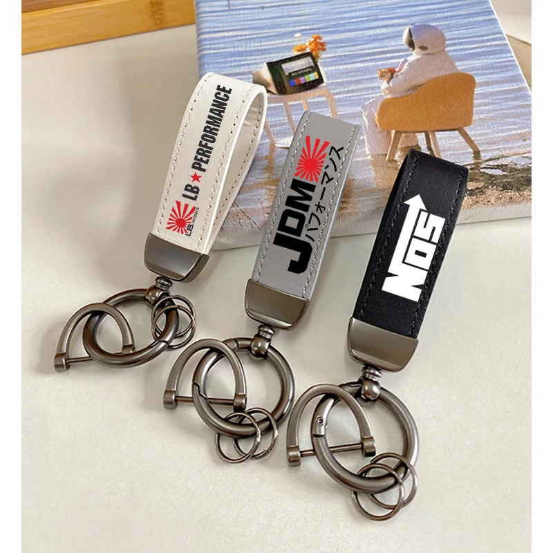 JDM Style Car Keychain AE86 Initial D Fujiwara Tofu Backpack layer cowhide Keyring Lanyard Auto Key Ring Accessories