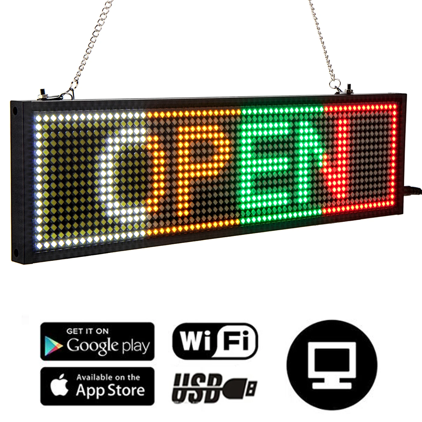 DC5V LED Display Board P5 SMD WiFi Programmable Scroll Message Board Store LED Advertising Signage Business Mixed Colors 34CM