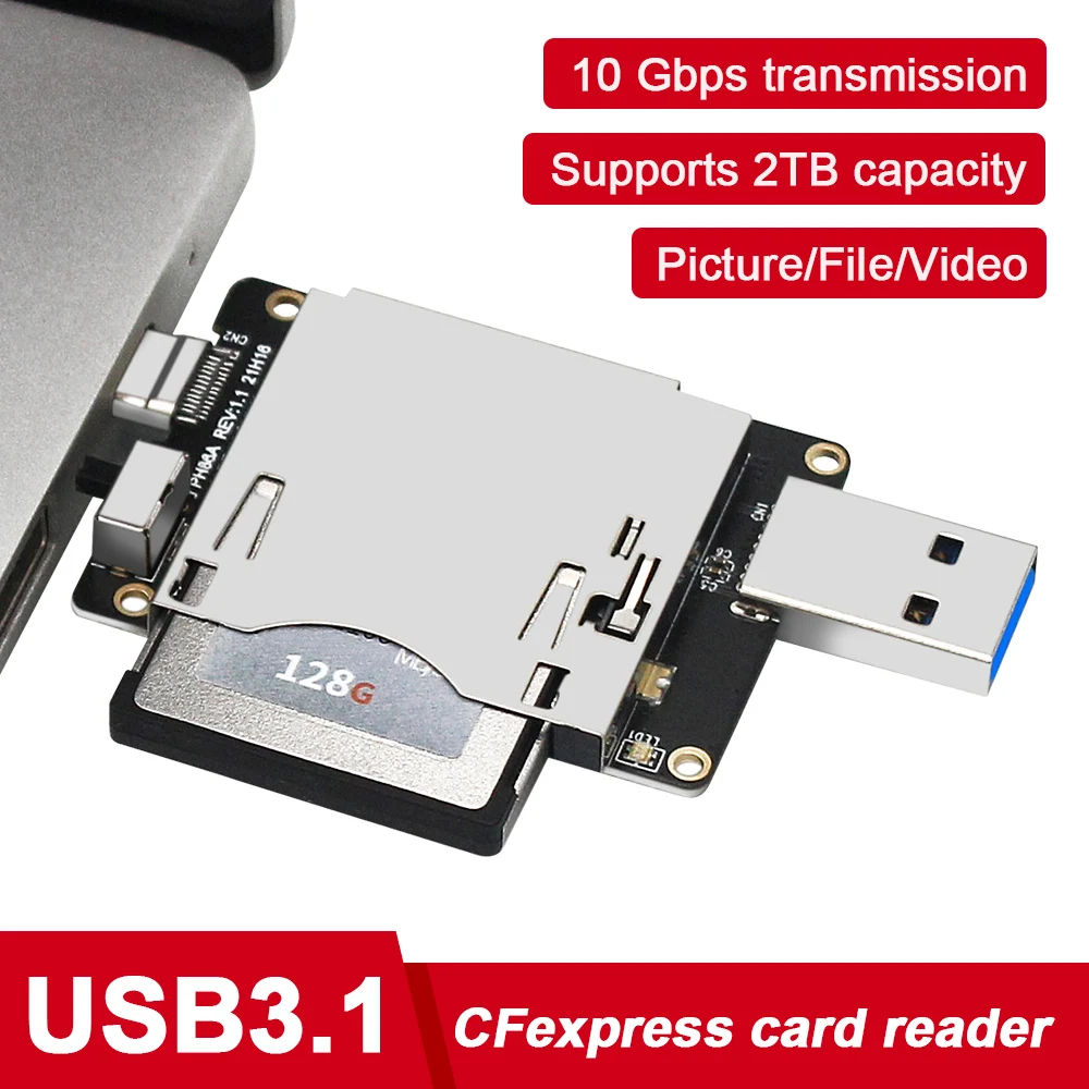 

Portable CFExpress USB 3.1 Type C Card Reader Smart Memory Card Reader Flash Drive Adapter Support CFE 10Gbit/S