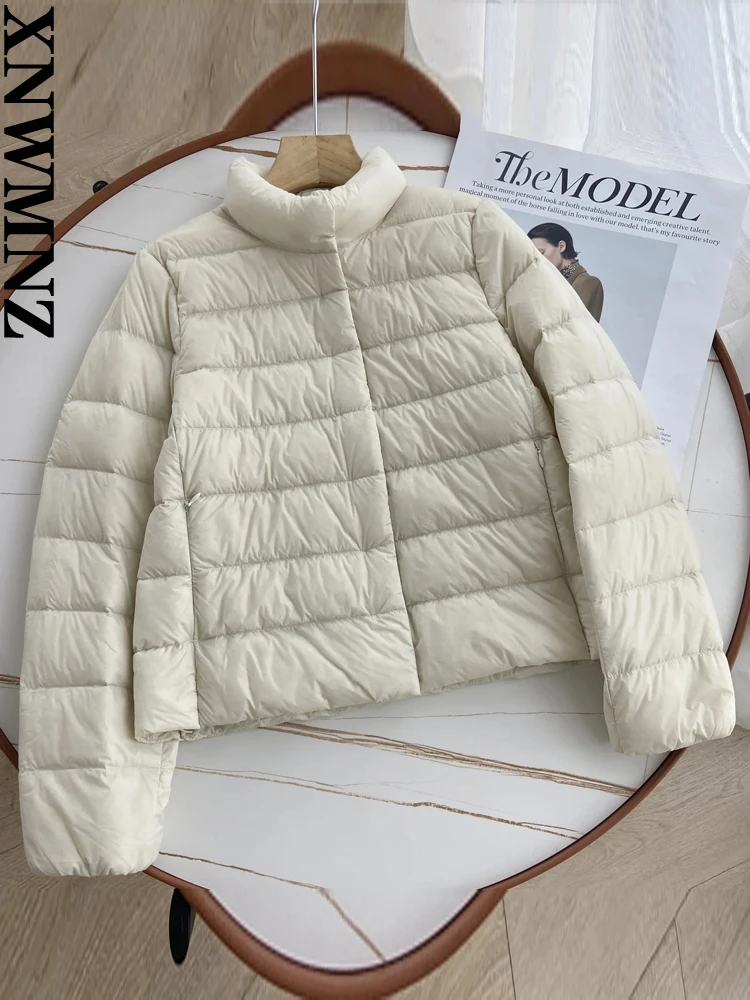 XNWMNZ 2022 women fashion stand-up collar light thermal down jacket warm cotton jacket casual simple female winter padded jacket