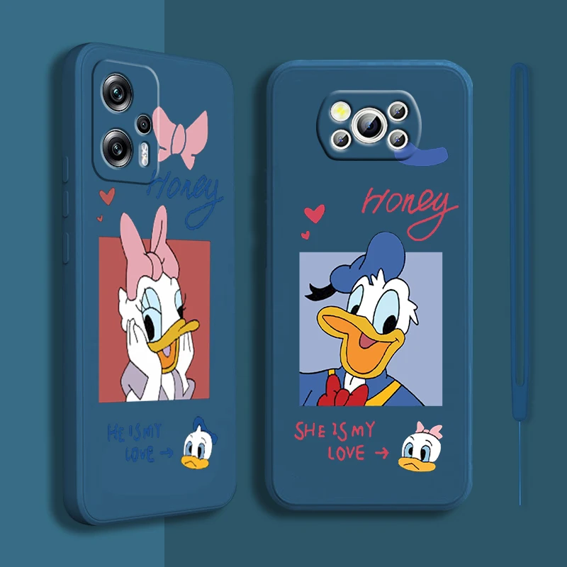 

Disney Donald Duck Phone Case Xiaomi POCO M5 M4 X4 F4 C40 X3 NFC F3 GT M4 M3 M2 Pro C3 X2 4G 5G Liquid Rope Cover Coque Capa