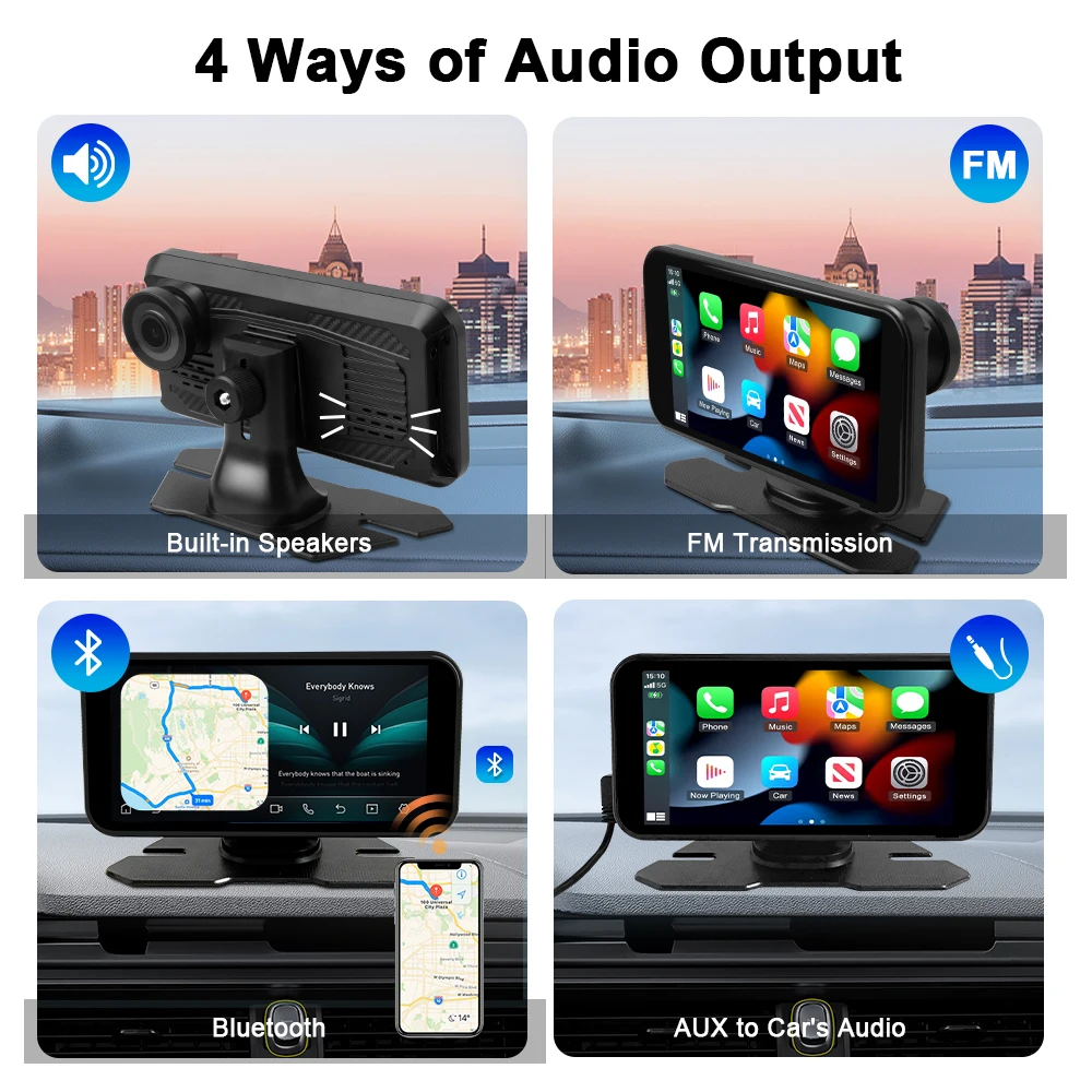Фото 6-дюймовый портативный автомобильный радиоприемник Carplay, беспроводной мультимедийный проигрыватель с HD IPS-дисплеем, сенсорным экраном, функцией Mirror Link, FM-трансмиттером и автоаудио №5