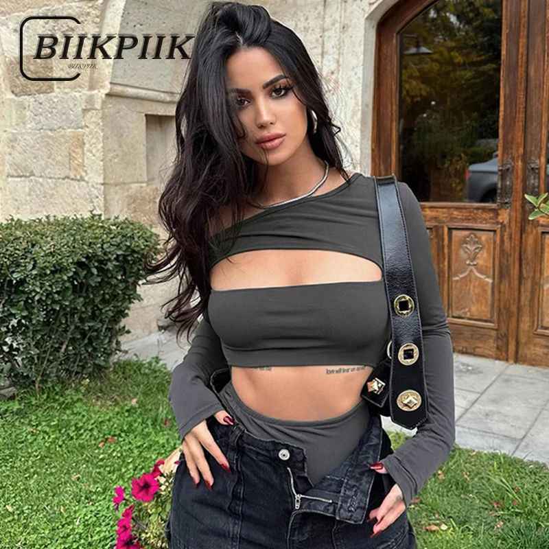 Соблазнительные женские цельные боди BIIKPIIK с вырезами повседневные однотонные