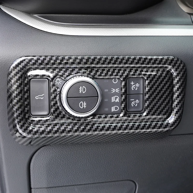 

BJMYCYY Automobile headlight adjustment button panel ABS carbon fiber decorative frame for Ford Explorer 2020-2022