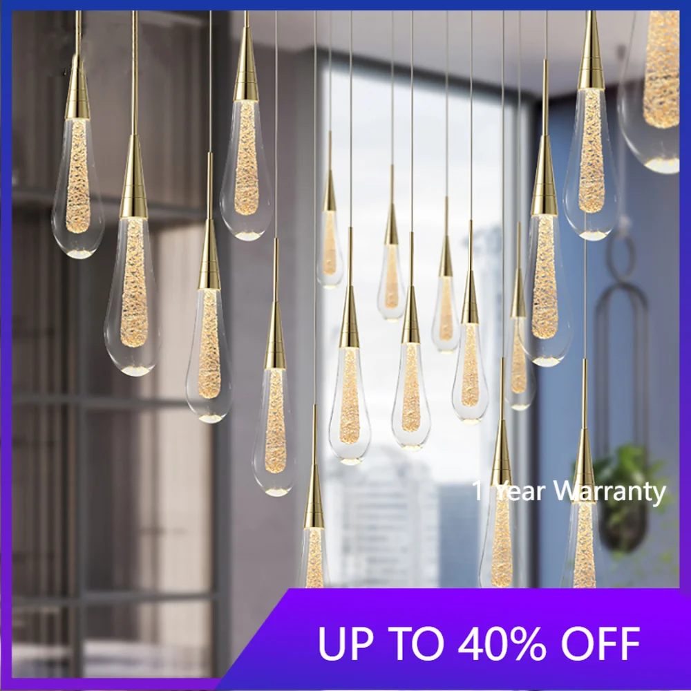 

Customizable Post-Modern Crystal Glass led Pendant Lights Hanglamp Drop Light Restaurant Bar Pendant Lamp Staircase Lamps