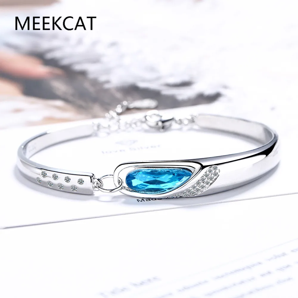 

925 Sterling SilverTears of Angels Bracelet for Women Wedding Engagement Statement Jewelry Blue Sapphire Luxury Jewelry SCB163