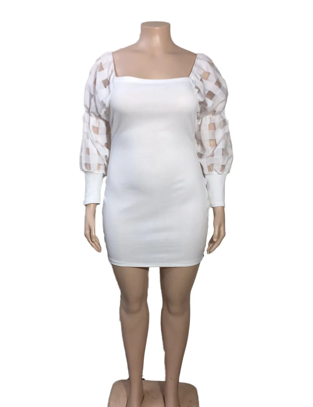 Plus Size Women Clothing Birthday Dresses for Women 2022 Dresses Autumn Winter 2023 Solid Puff Sleeve Sheath Above Knee Mini