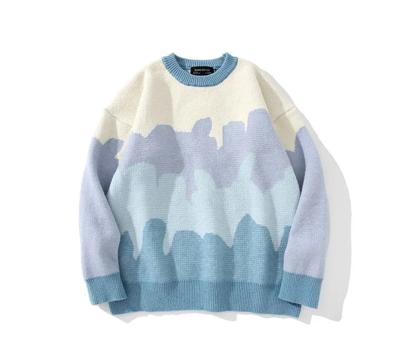 

Sweater Men Harajuku Hip Hop Streetwear Pullover Rainbow Spring and Autumn Fashion Casual Couple Male Sweaters
