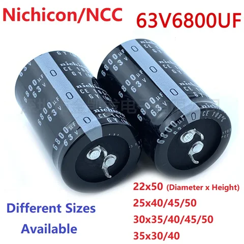 2 шт./лот Япония Nichicon/NCC 6800 мкФ 63V 63V6800uF 22x50 25x4 0/45/50 30x3 5/40/45/50 35x3 0/40 защелкивающийся конденсатор усилителя блока питания