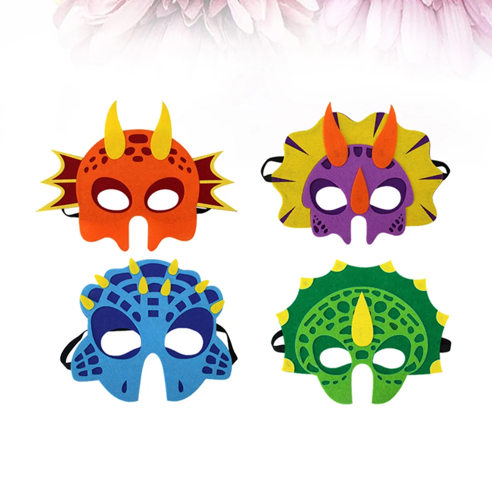4 шт. детская маска динозавра с эластичными ремнями забавная фетровая тканевая