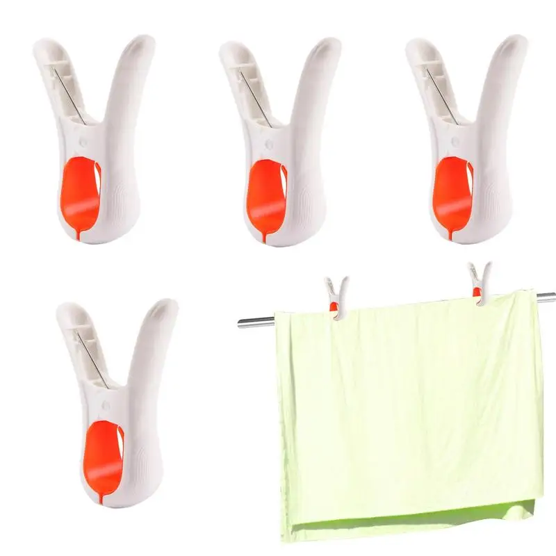 

Drying Clip Set Of 4 Non-Marking Clothes Clips Large Fixed Quilt Clips Clothespin Clamps For Putting Clothes Socks Outdoor Beach