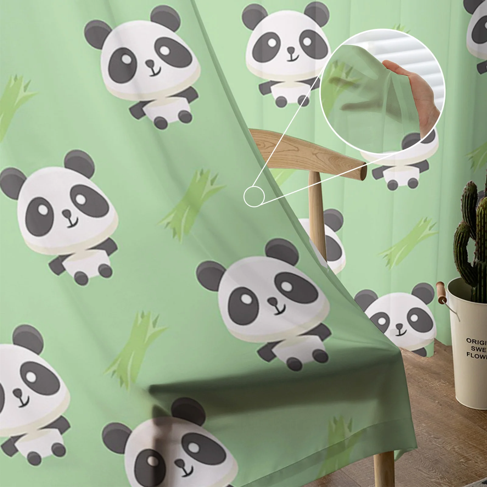 Мягкие бамбуковые шторы в виде панды прозрачные Занавески для гостиной зала