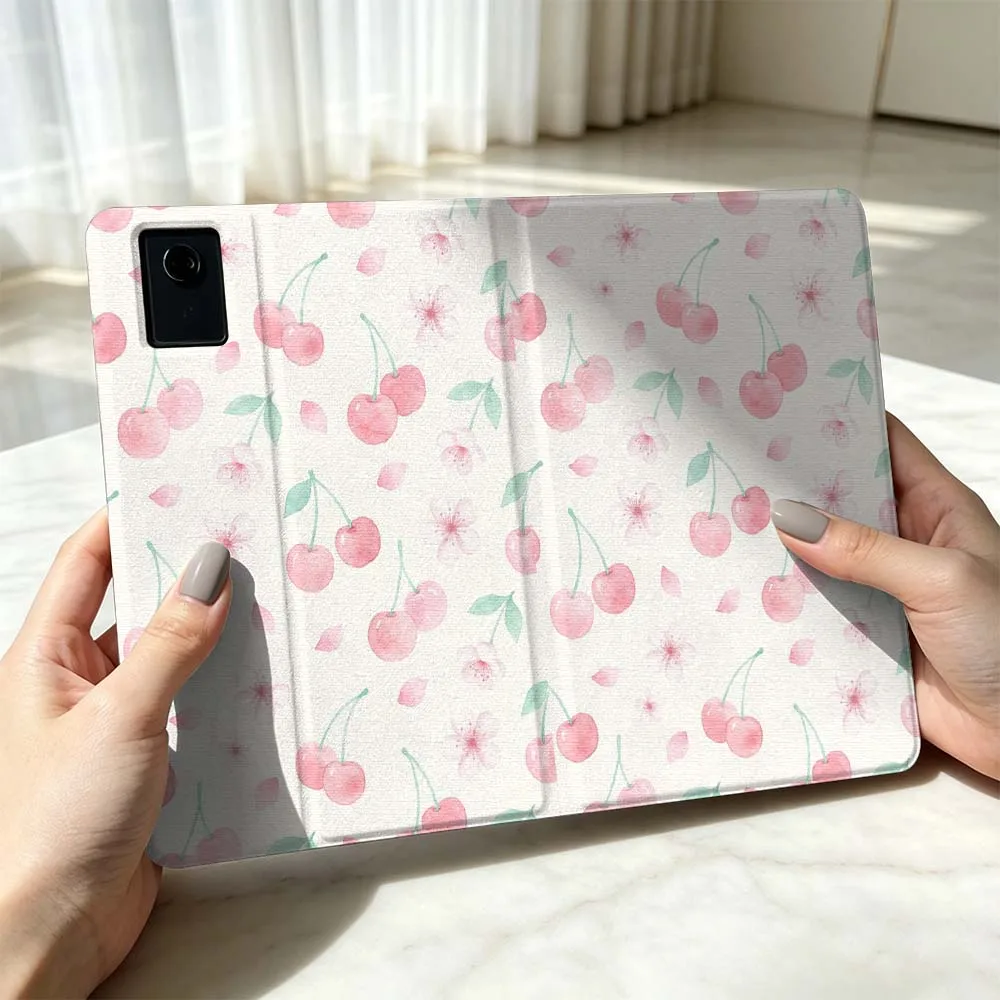 Чехол для планшетов Xiaomi Poco Redmi Pad 8, 2, 4, C1, 6, 6S, 7, 7S, SE 9.7, 14, 11, 11.2, 12.1, 12.5 дюймов с дизайном «Розовая вишня» и отсеком для стилуса (art.: 3920dbfed4bd1) - 3920dbfed4bd1