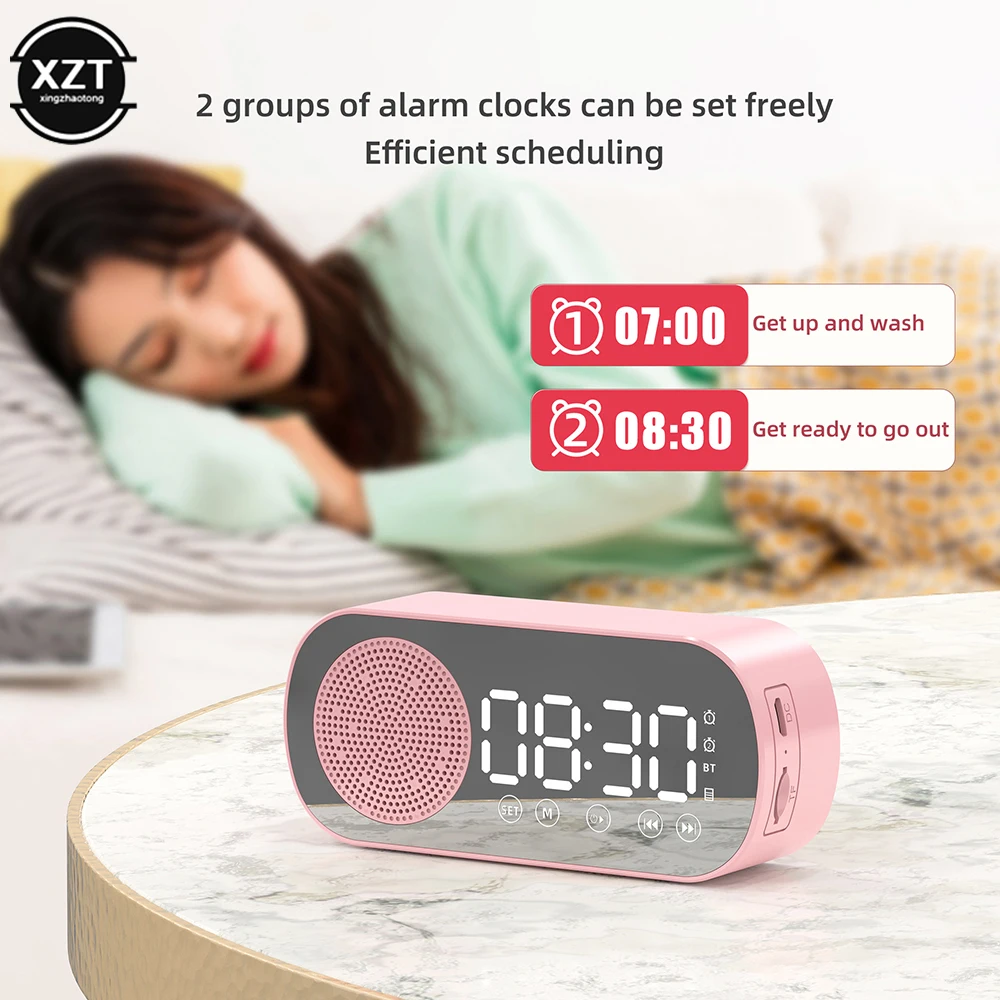 Купи New Wireless Bluetooth Speaker Clock Dual Alarm Clock Support TF Card FM Radio HIFI Music Mini Soundbar за 267 рублей в магазине AliExpress