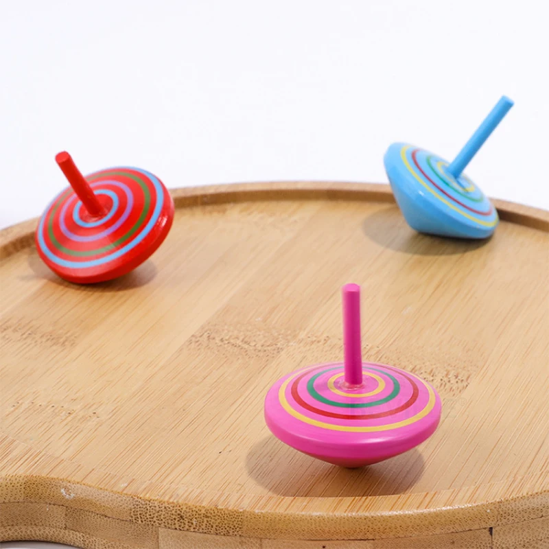 8pcs/lot Multicolor Wooden Spinning Top Adult Relief Stress Desktop Decompression Toys Baby Birthday Christmas Gift Random Color - купить по