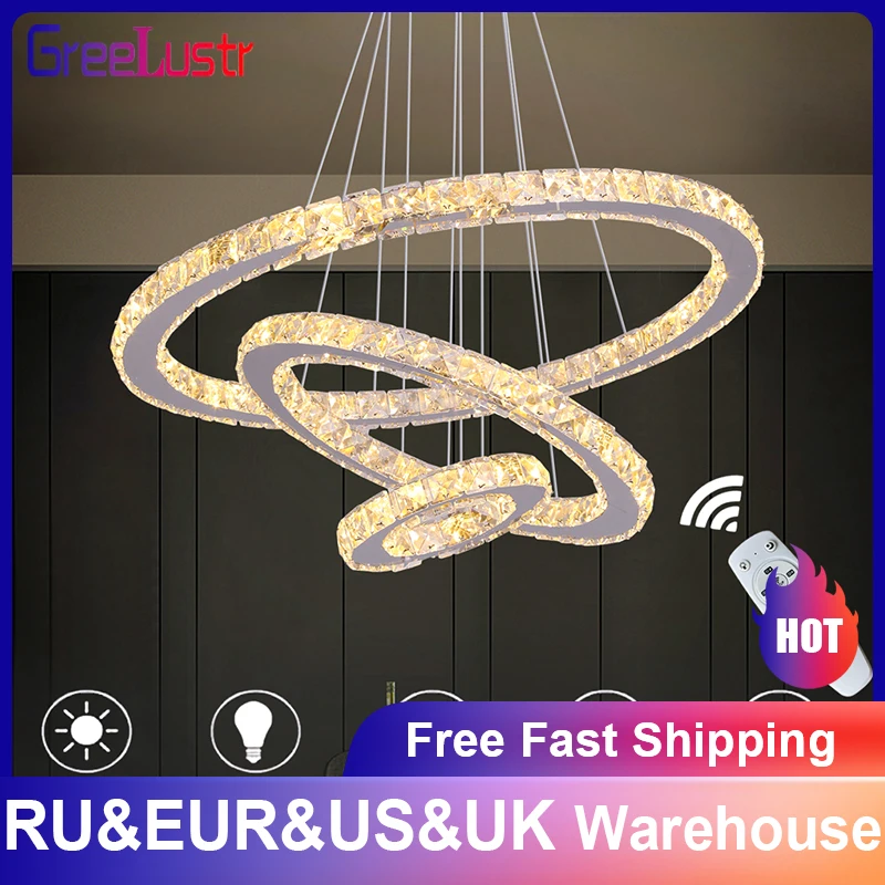 

Crystal Chandelier Light Living Room Remote Control Bedroom Pendant Lamps Dining Table K9 Chrome Lustre Ceiling Lamp Luminaires
