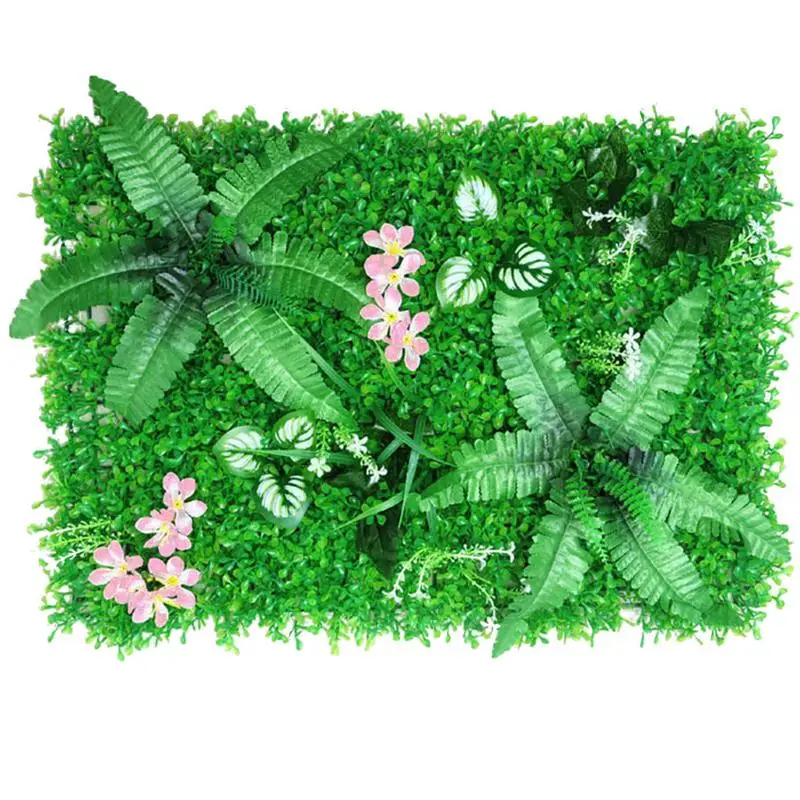 

Fake Grass Wall Panels Faux Shrubs Privacy Fence Screen Artificial Leaf Vine Hedge Outdoor Decor Garden Backyard Decoration