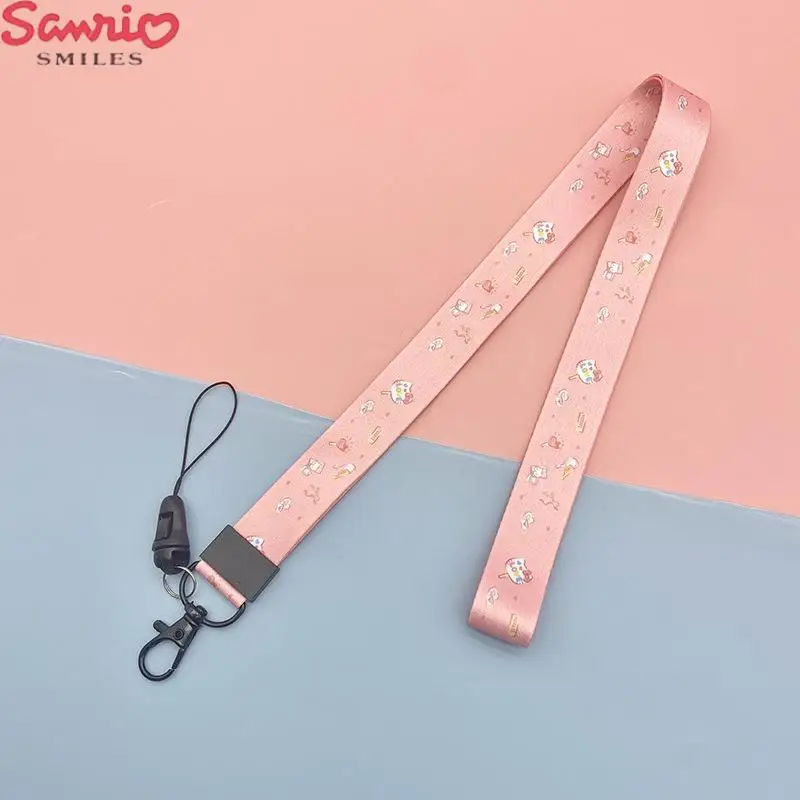 Sanrio Cartoon Kawaii Long Hanging Neck Fabric Long Rope Key Card Holder Pendant Chain Office Worker Student Universal Gift images - 6