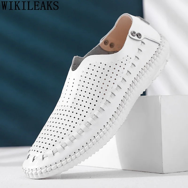 

Black Leather Casual Shoes Man Blue Loafers Summer Shoes Men Designer White Slip on Shoes Men Zapatos Casuales De Los Hombres