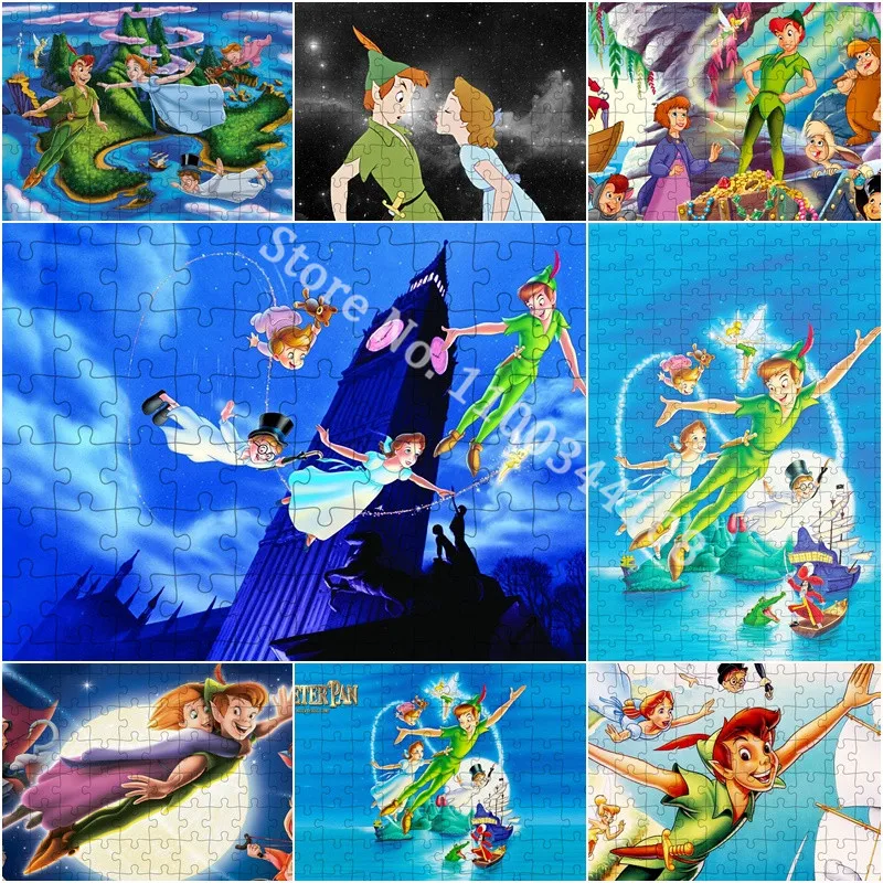 

Disney Peter Pan Tinkerbell Puzzles Child Adults 300/500/1000 Pieces Jigsaw High Difficulty Puzzles Educational Toy Puzzles