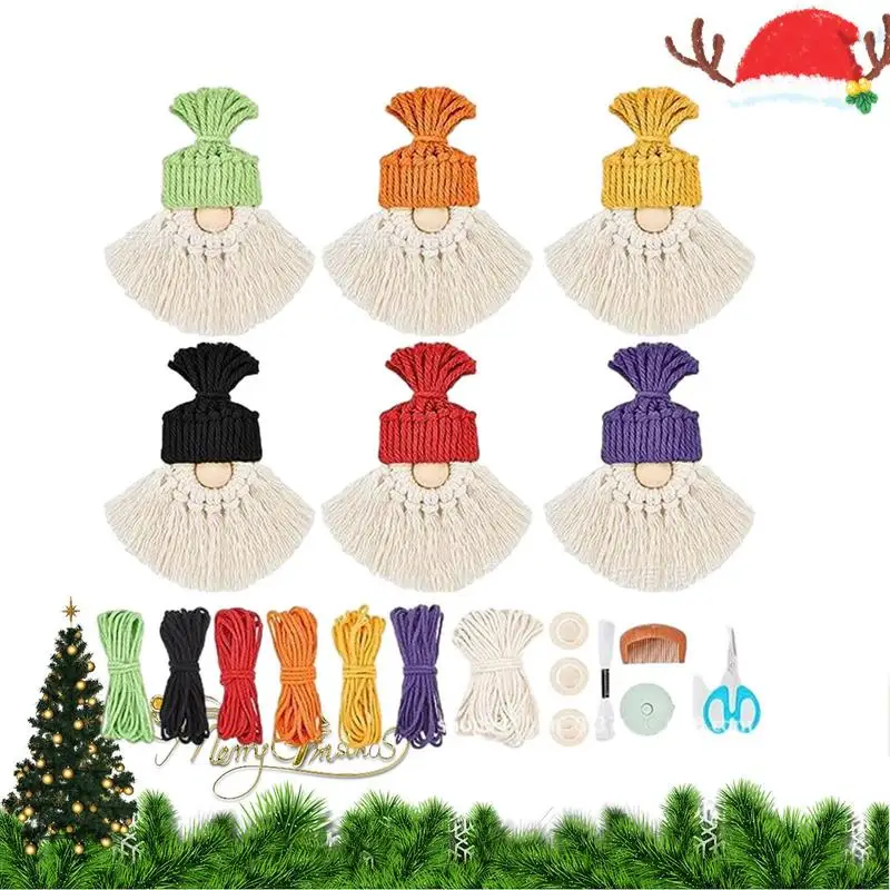 

Christmas Macrame Pendant Relaxing Macrame Gnome DIY Kit With Instruction Christmas Decoration For Doors Window Christmas Tree