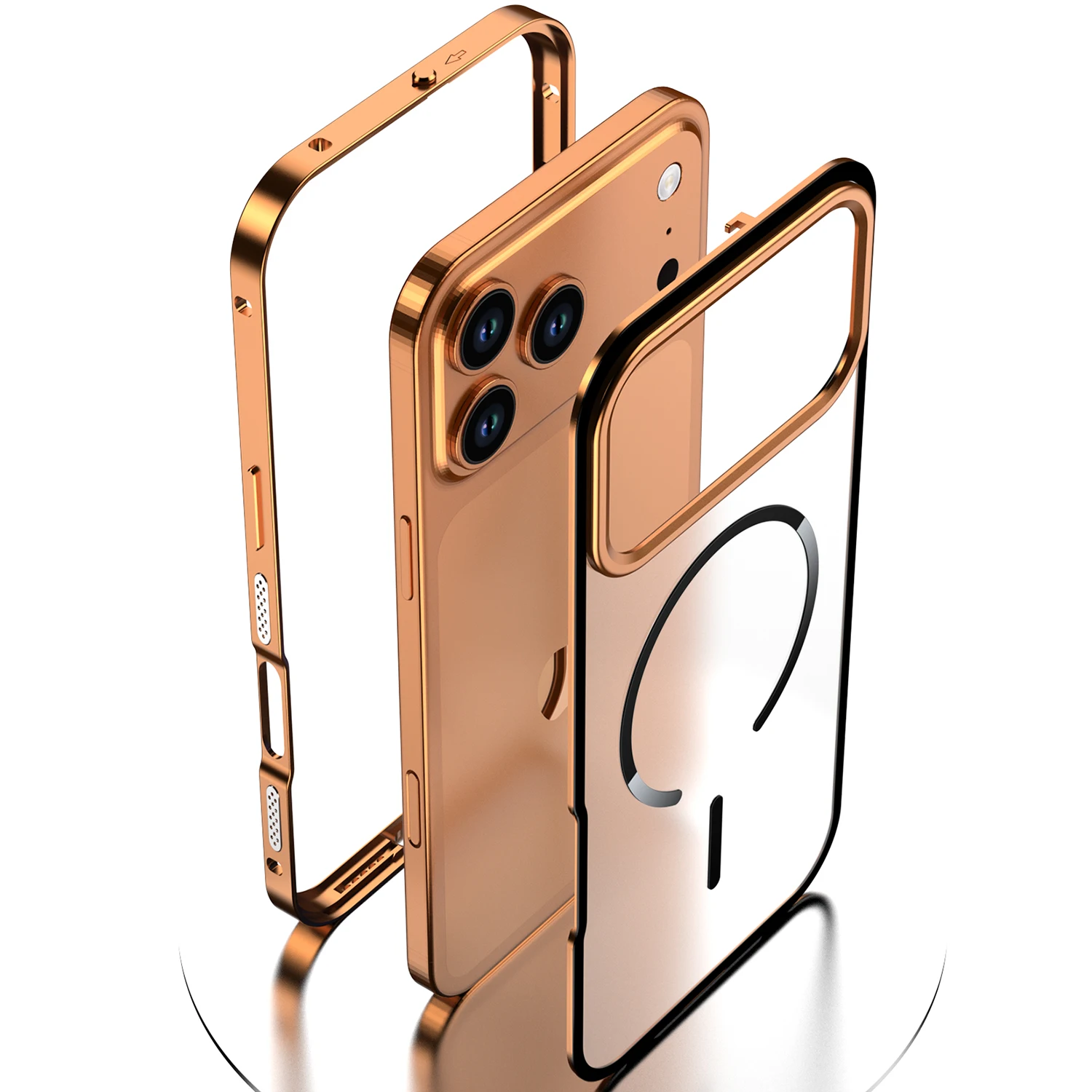Фото Магнитный металлический чехол для iPhone 17 Pro Max/17 Pro/16 Pro/15 Pro/14 Pro Max, матовый, противоударный, с защитой камеры №4