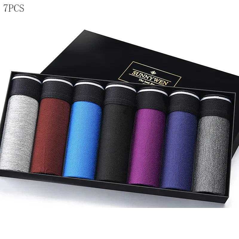 7pcs/Lot Men's Panties Underpants Boxer Mens Underwear Modal Man Sexy Breathable Solid Flexible Comfortable Shorts Boxers