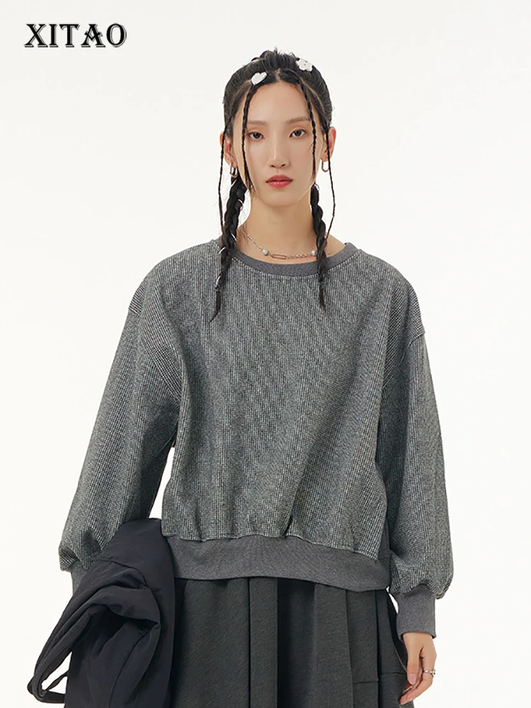 

XITAO Simplicity Casual Women Sweatshirt Loose Fashion Solid Color O-neck Collar Pullover Top 2022 Autumn Winter New WLD13467