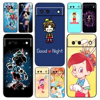 long nose pinocchio disney cute phone case for google pixel 7 6 pro 6a 5a 5 4 4a xl 5g black silicone tpu cover