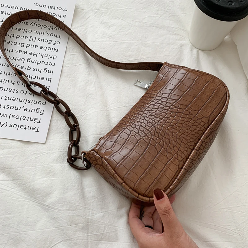 

New Trend Women's Shoulder Bag PU Leather Milk Tea Color Underarm Bag 2022 Fashion Elegant Sling Handbag Zipper Small Square Bag