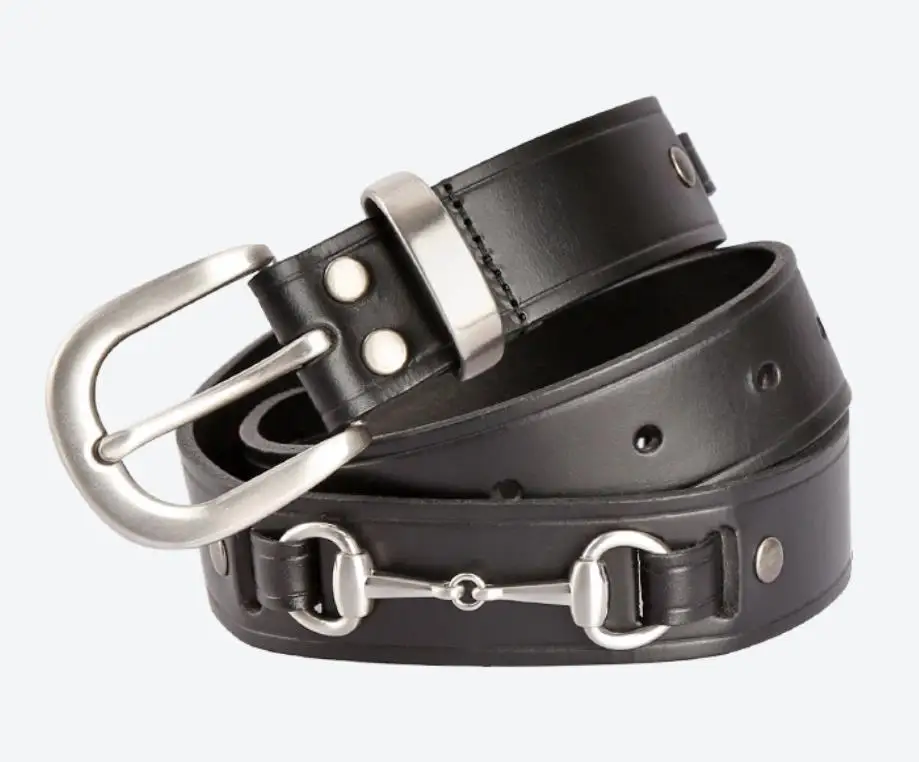 Horse Equestrian Riding Belt, Bit design, Cow leather, buckle: 4.5*4cm