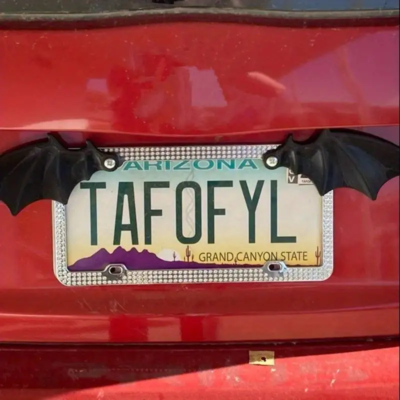 1 Пара Черных Декоративных Рам Для Номерных Знаков С Крыльями Летучей Мыши