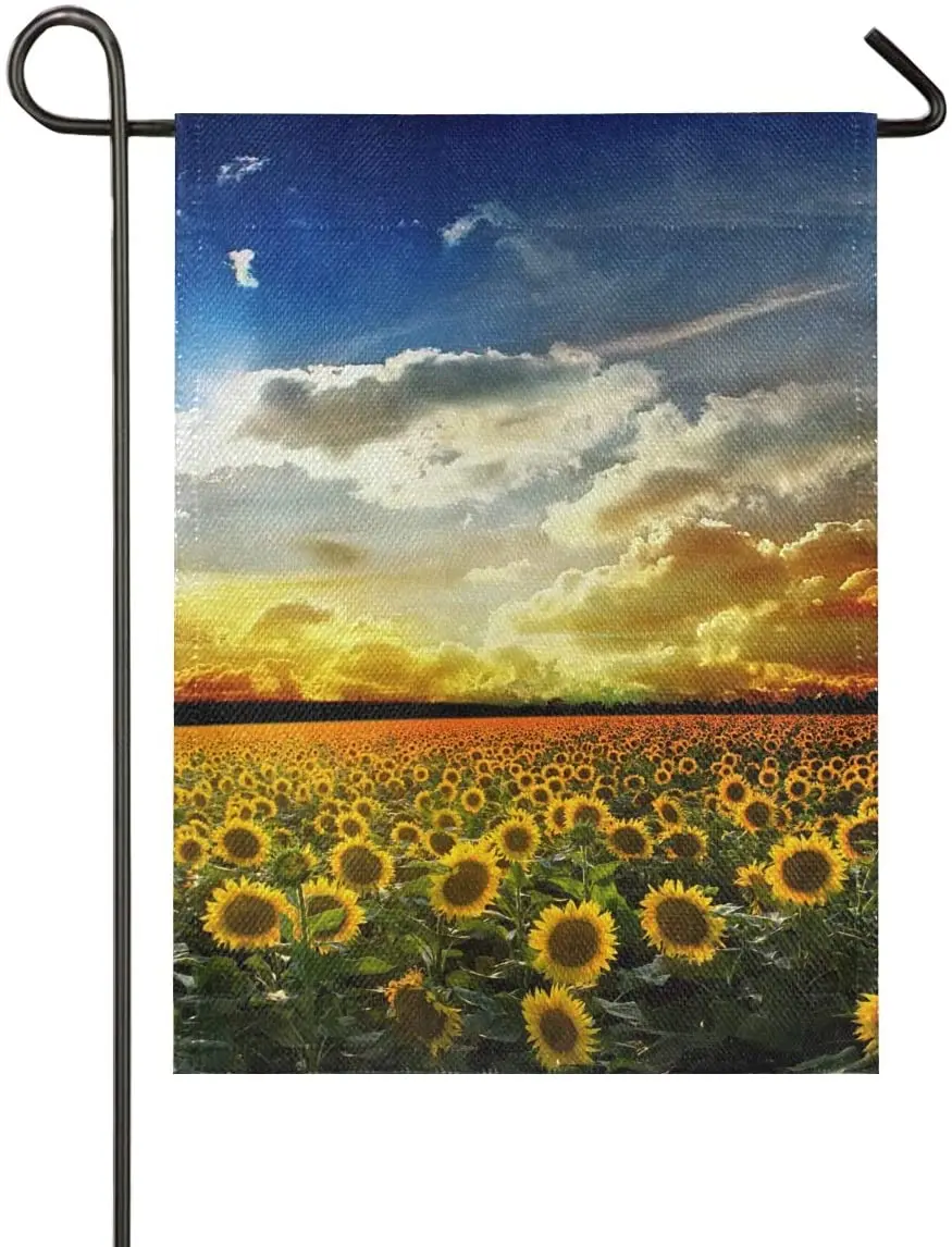 

Sunflower Field at Sunset Garden Flag Welcome Home House Flags Double Sided Yard Banner Outdoor Decor Banner for Outside House Y