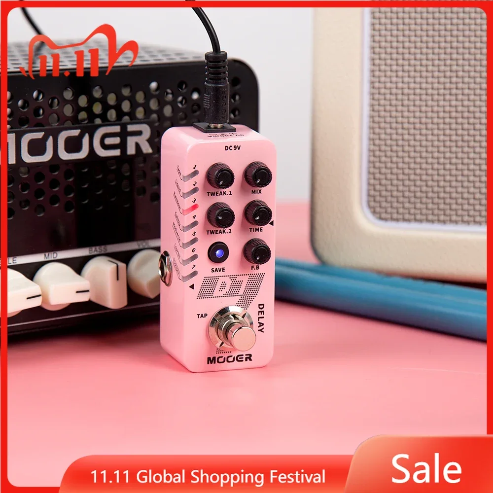 

MOOER D7 Digital Delay Guitar Effect Pedal 6 Customizable Digital Delay Effects Built-in 150s LOOPER Led Indicating Guitar Parts