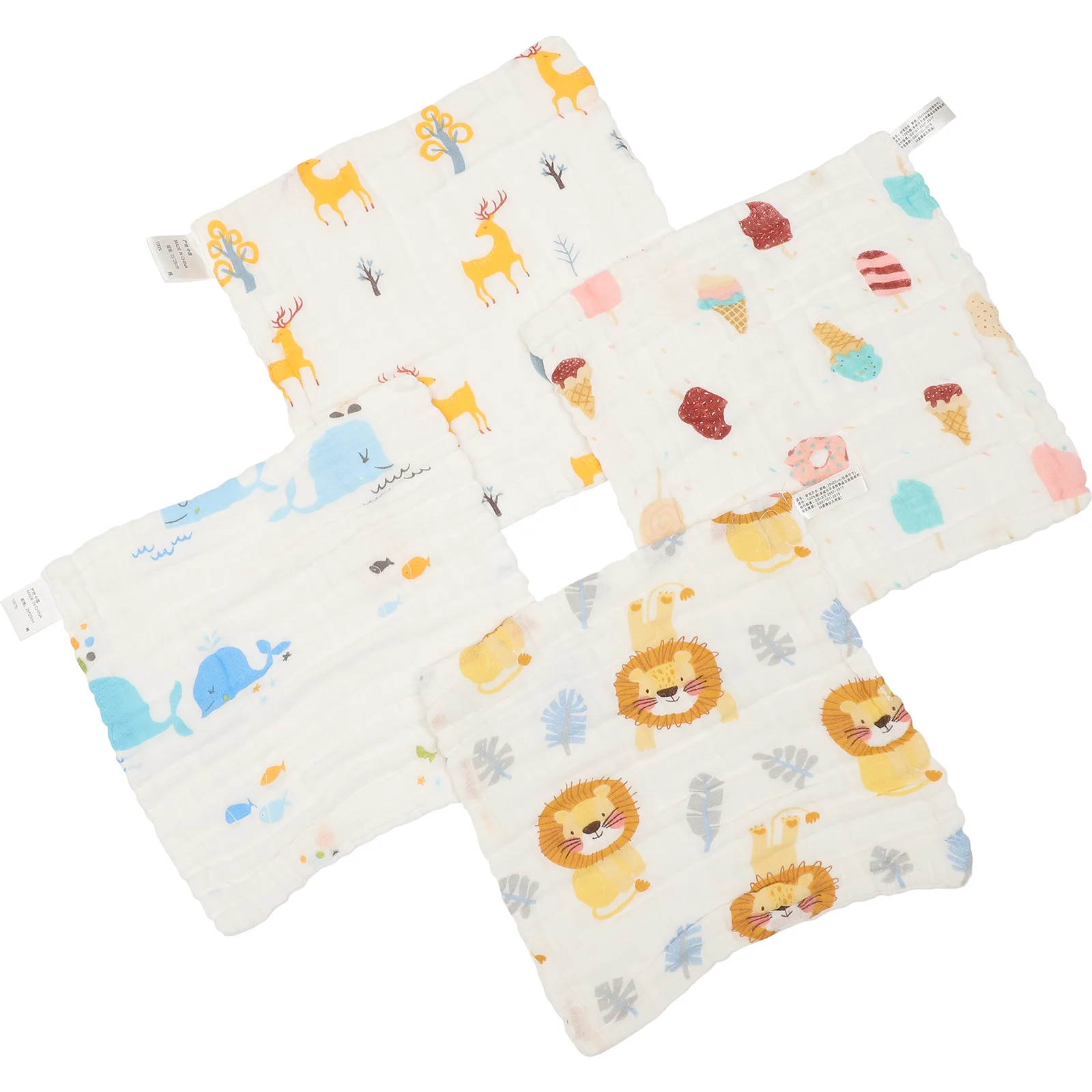

4pcs Cotton Towels Newborn Washcloths Water Absorbent Wipes Face Cleaning Towels
