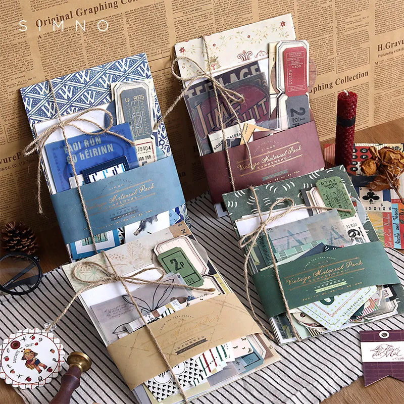 

Card Lover 88 Pcs Wandering Series Vintage Journal Material Paper Scrapbooking Butter Paper Journaling Kit Scrapbook Stickers