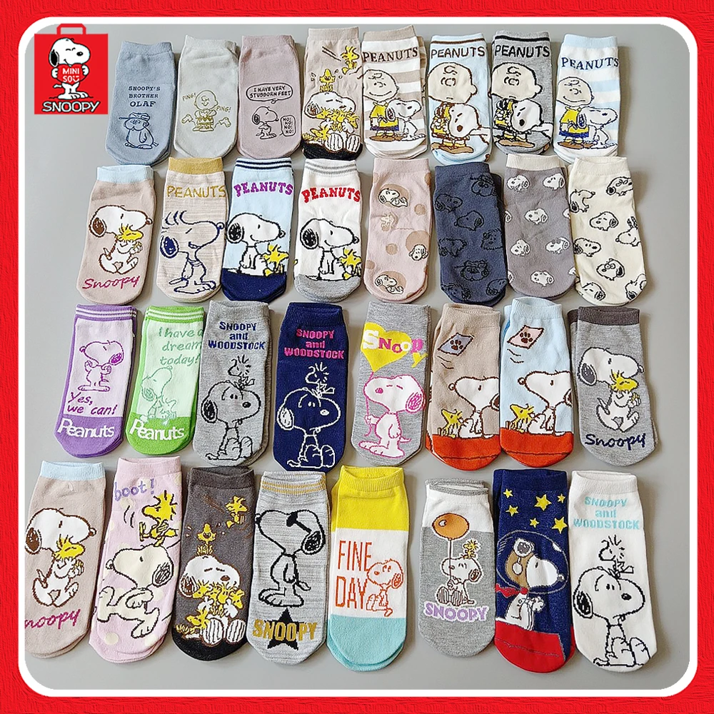 

Miniso Snoopy новые Мультяшные анимационные короткие носки для студентов для мужчин и женщин с принтом хлопковые мягкие дышащие носки-лодочки на день рождения и Рождество