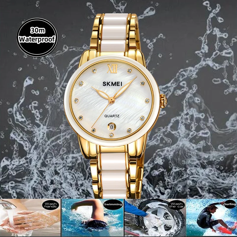 Женские кварцевые наручные часы Skmei с календарем роскошный женский браслет из