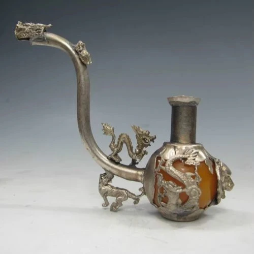 Exquisite Chinese Old Antiques Handmade Jade Copper Smoking Pipe | Figurines & Miniatures