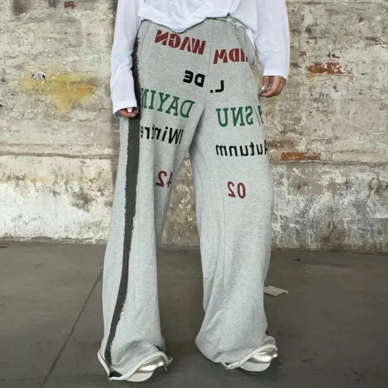 KBQ Hit Color Printting Шикарные свободные брюки для женщин с высокой талией и эластичной