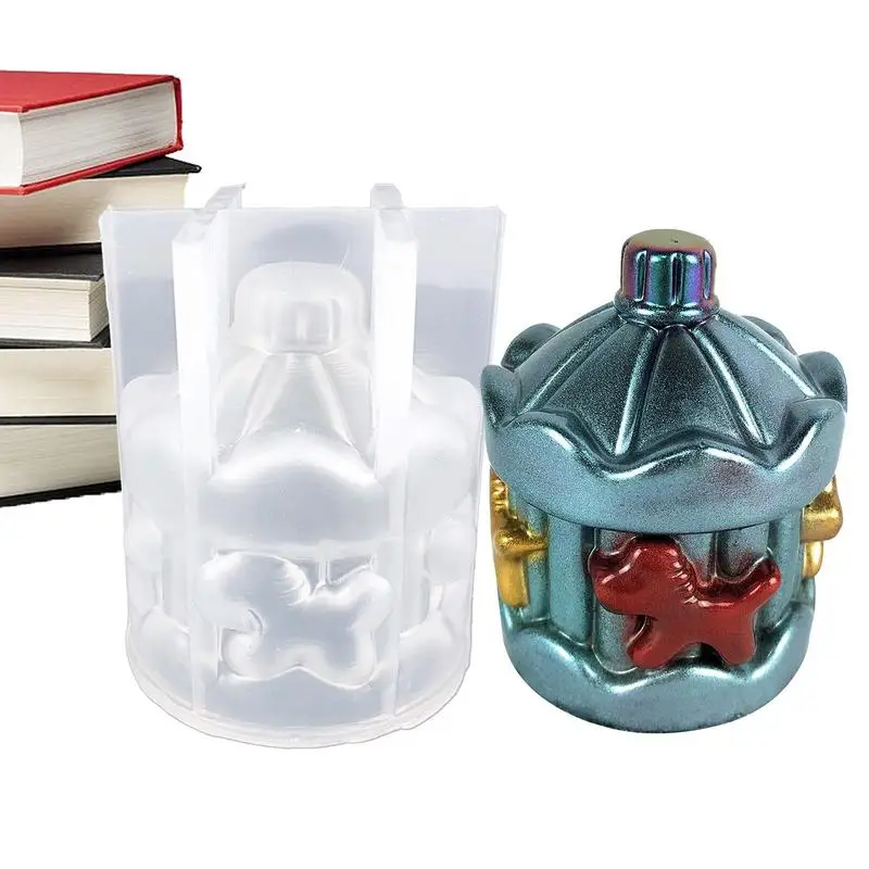 

Merry Go Round Carousel Resin Mold 3D Chocolate Lollipop Mold Silicone Carousel Horse Resin Epoxy Molds Clay Cupcake Mold