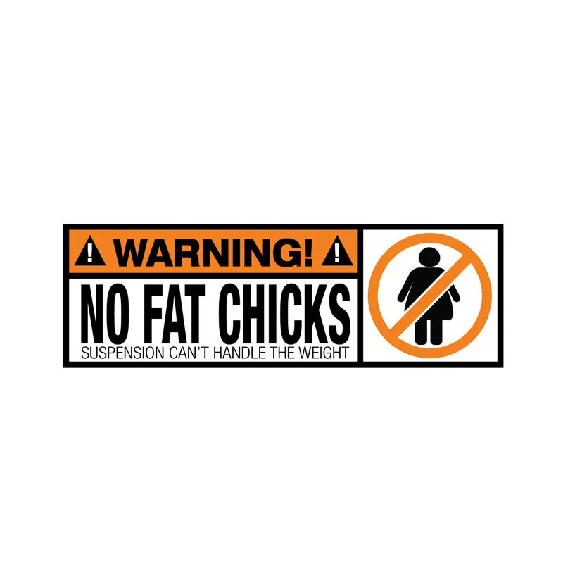

10cm WARNING PVC Warning Car Sticker Funny Decal WARNING No Fat Chicks Waterproof and Sunscreen Car Sticker