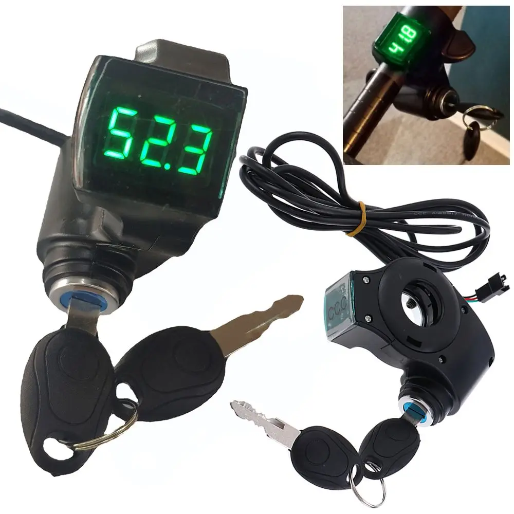 

Bicycle Scooter Motorbike Digital Voltmeter With Key E-Bike Thumb Throttle Battery Level Display Power Switch Lock