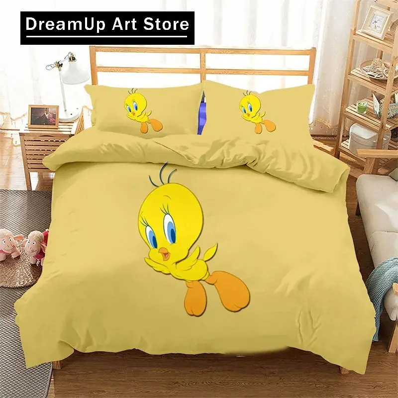 Комплект постельного белья с 3D принтом T-Tweetys Bird наволочка пододеяльник героями