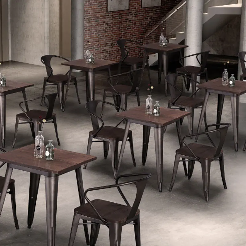 

Стол и стулья из кованого железа, современный обеденный стол для бара, кофейни, чайного магазина, столик и стул, комбинированный металлическ...
