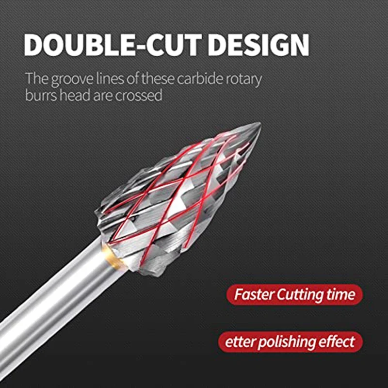 Набор твердосплавных фрез 6 дюймов 10 шт. вольфрамовый хвостовик с двойной резкой 3