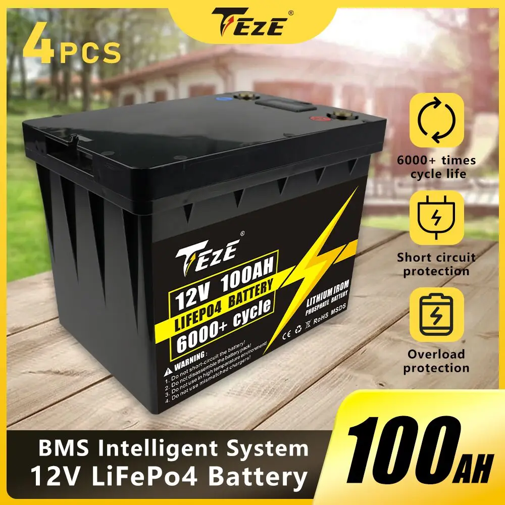 

4 шт., литий-железо-фосфатные элементы, 12 В, 100 Ач