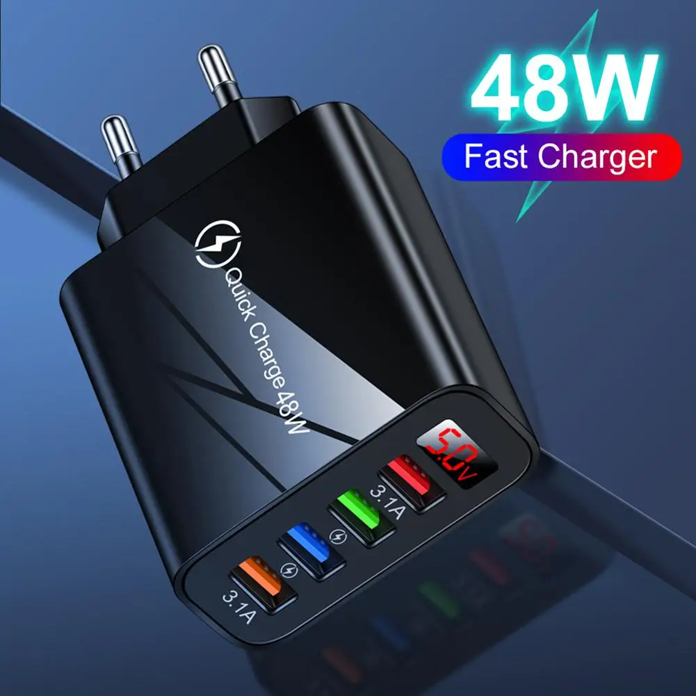 

Universal 48W 3.1A Usb Charger Fast Charging Frequency Lcd Digital Display 4usb Fast Charging Head Adapter